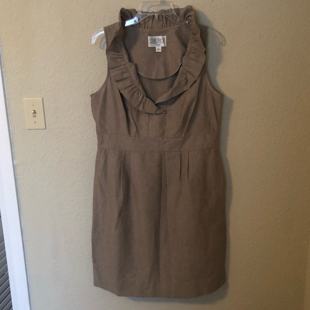 JULIAN TAYLOR New York Tan Ruffles Dress